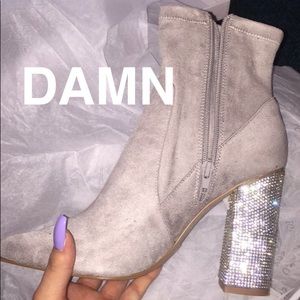 Gray suede booties